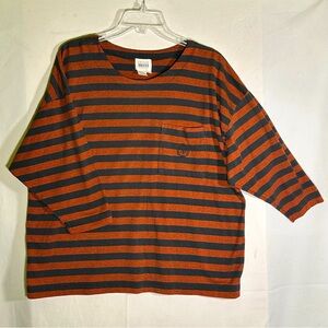 Leslie Fay Top Striped Copper and Black Vintage Women's size Large